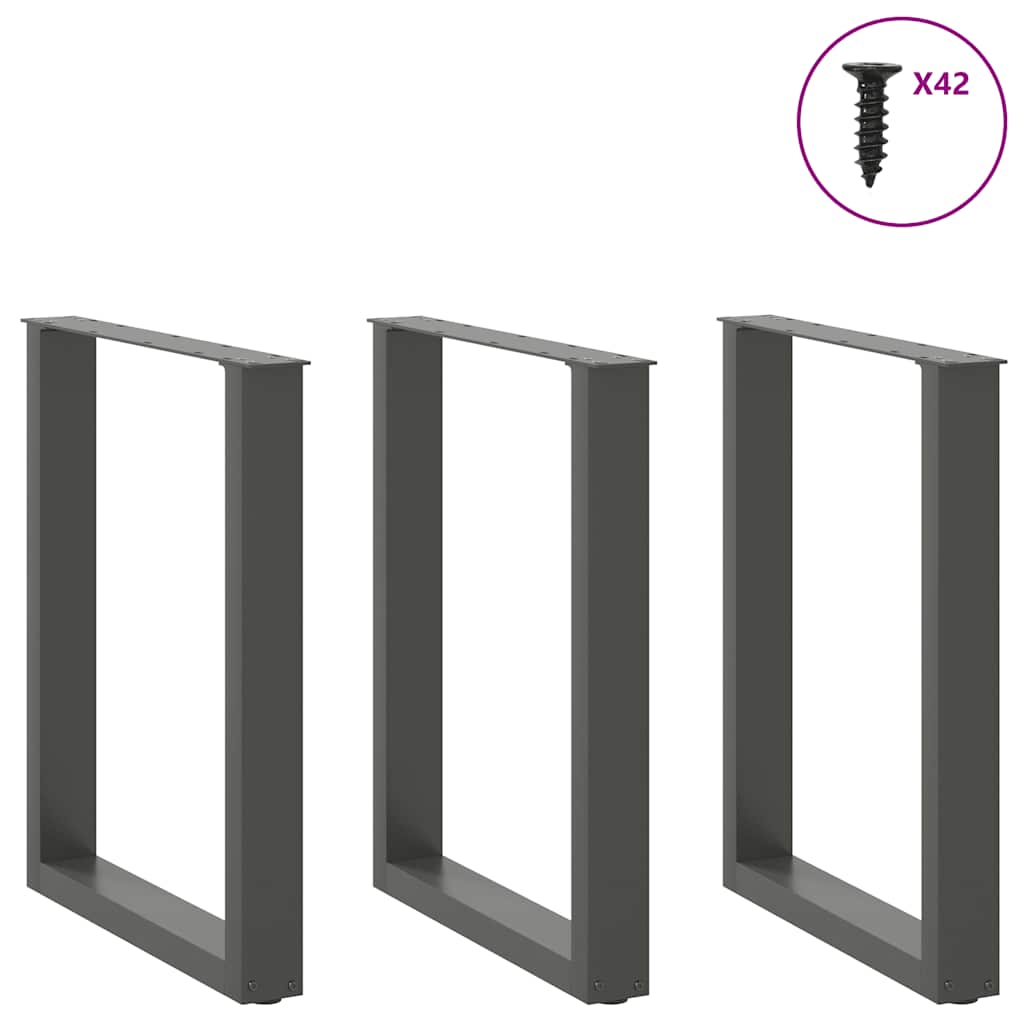 sofabordben U-formet 3 stk. 70x(72-73) cm stål antracitgrå