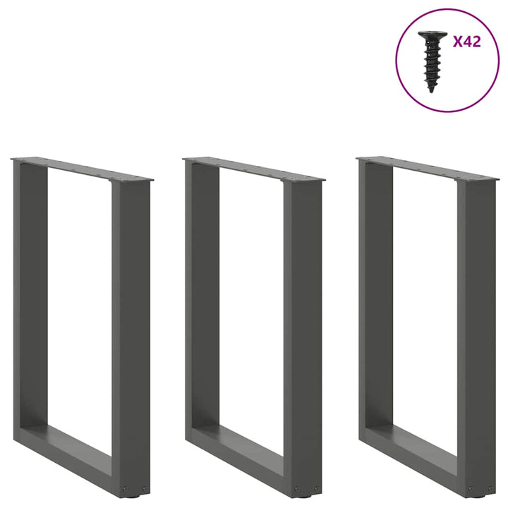 sofabordben U-formet 3 stk. 70x(72-73) cm stål antracitgrå