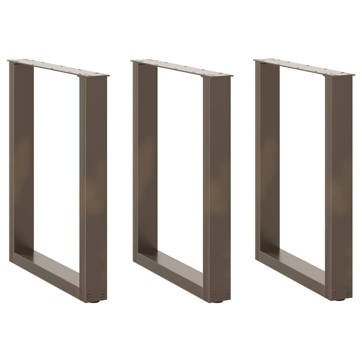 spisebordsben U-formet 3 stk. naturstål 70 x (72-73) cm stål