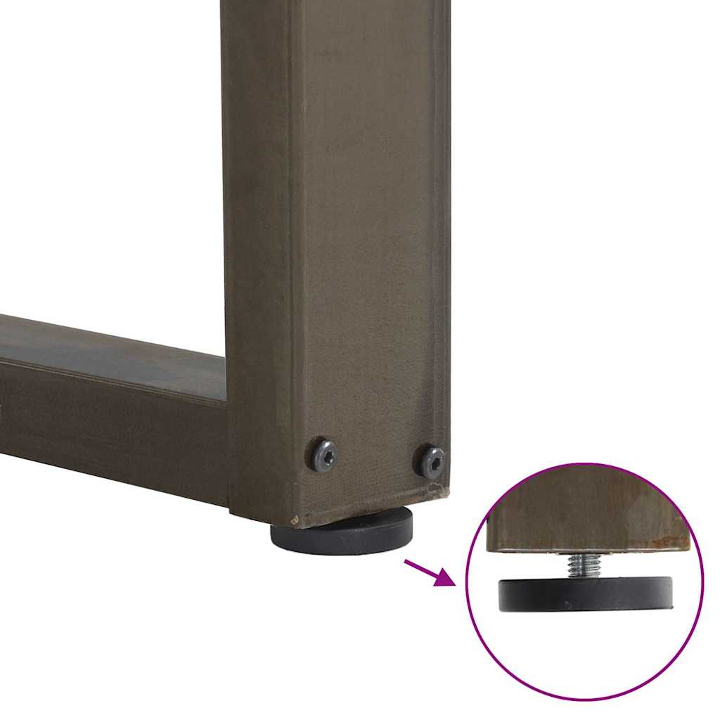 spisebordsben U-formet 3 stk. naturstål 70 x (72-73) cm stål