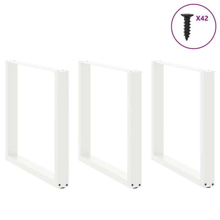 spisebordsben U-formet 3 stk. hvid 80x(72-73) cm stål
