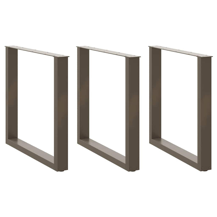 spisebordsben U-formet 3 stk. naturstål 80x(72-73) cm stål
