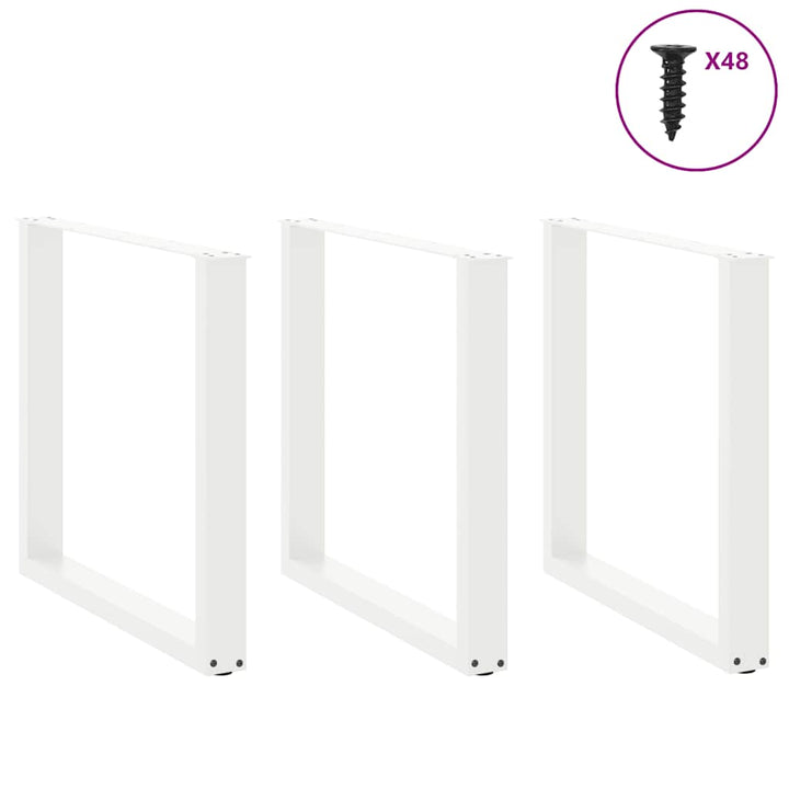 spisebordsben U-formet 3 stk. hvid 90 x (72-73) cm stål