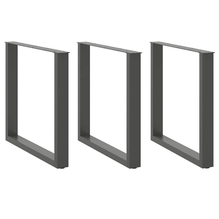 spisebordsben U-formet 3 stk. antracit 90x(72-73) cm stål