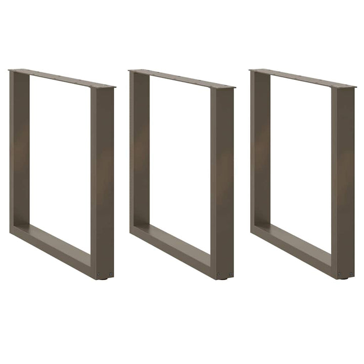 spisebordsben U-formet 3 stk. naturstål 90x(72-73) cm stål