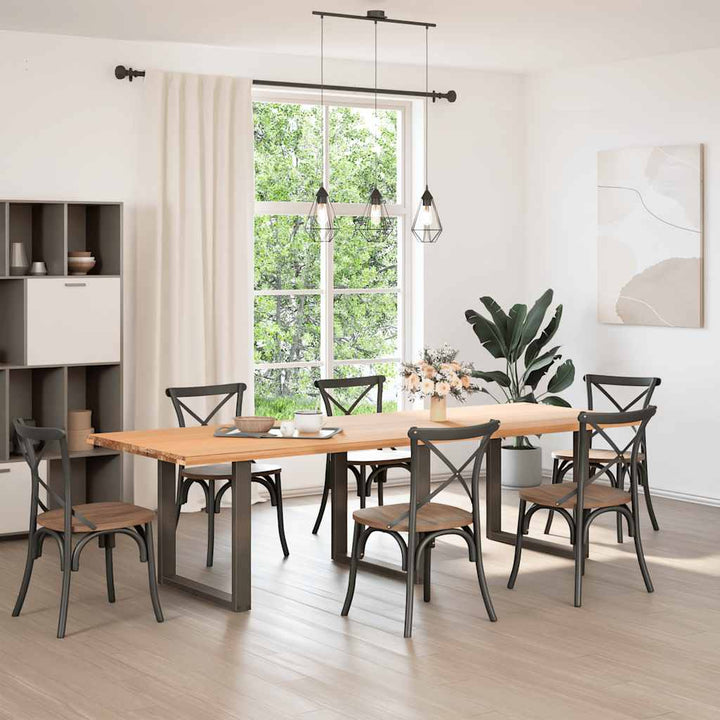 spisebordsben U-formet 3 stk. naturstål 90x(72-73) cm stål