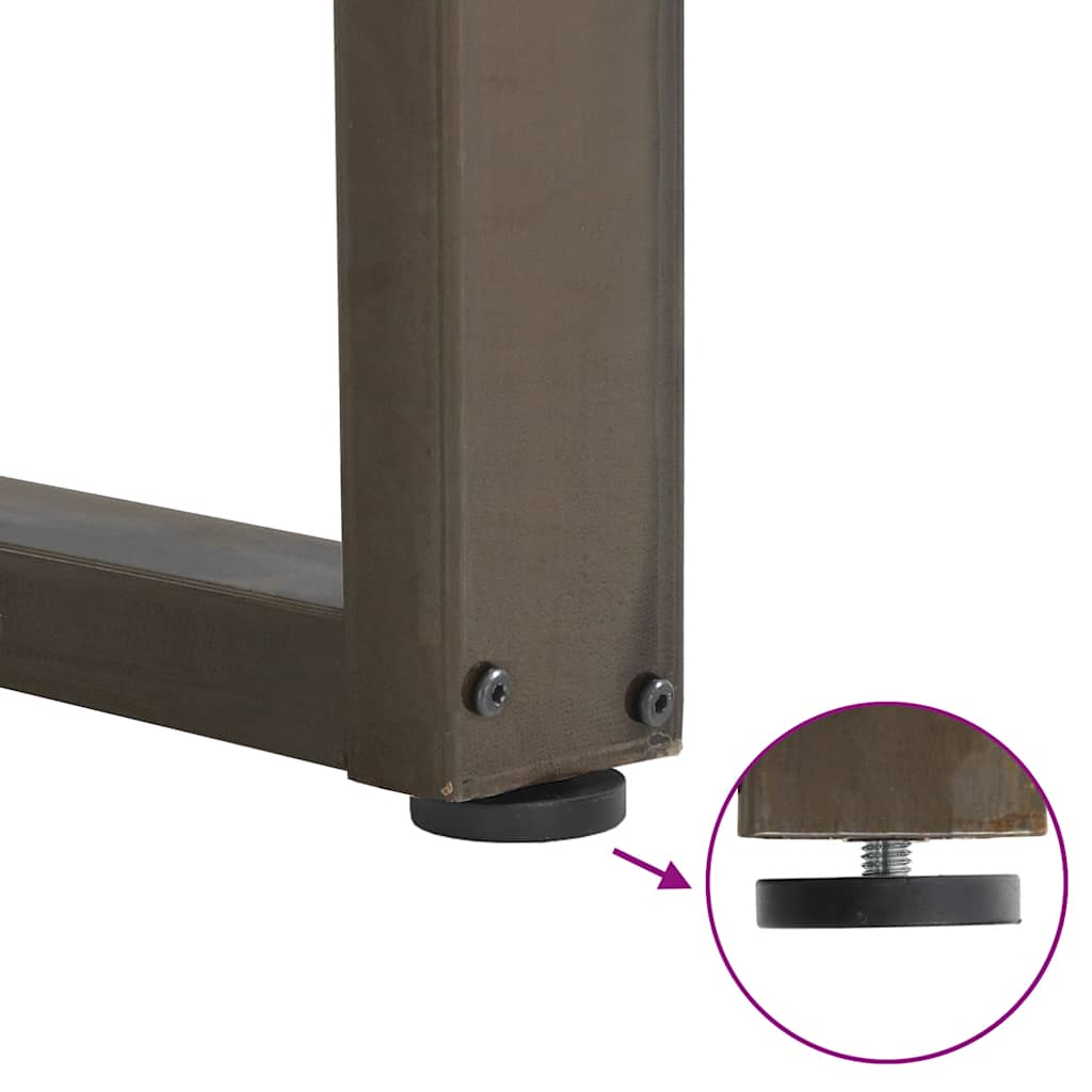 spisebordsben U-formet 3 stk. naturstål 90x(72-73) cm stål