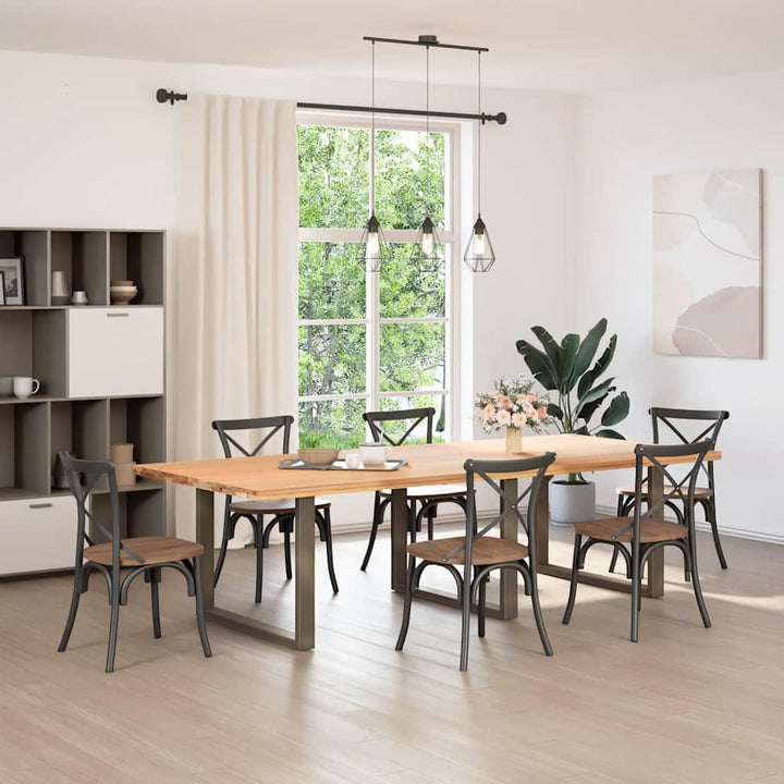 spisebordsben U-formet 3 stk. naturstål 100x(72-73) cm stål
