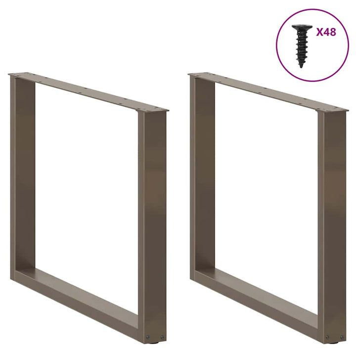 spisebordsben U-formet 3 stk. naturstål 100x(72-73) cm stål