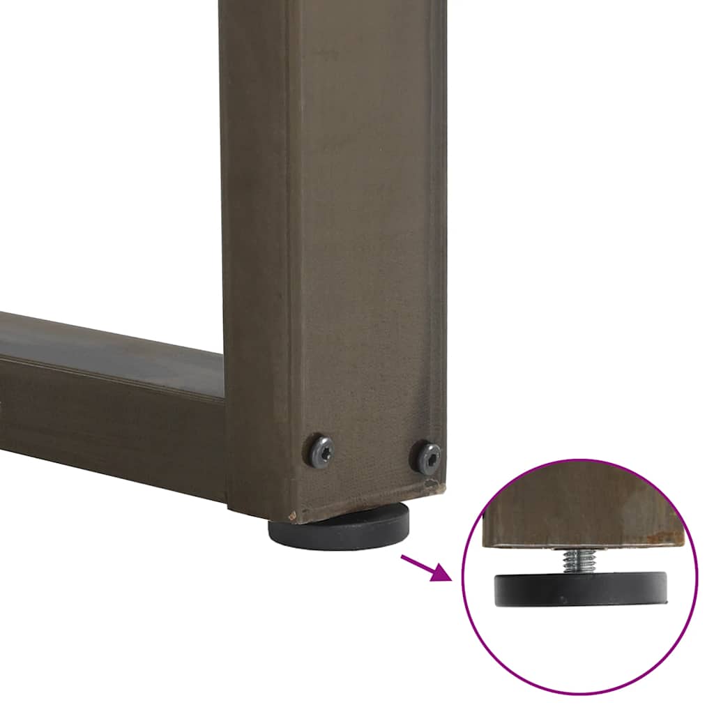 spisebordsben U-formet 3 stk. naturstål 100x(72-73) cm stål