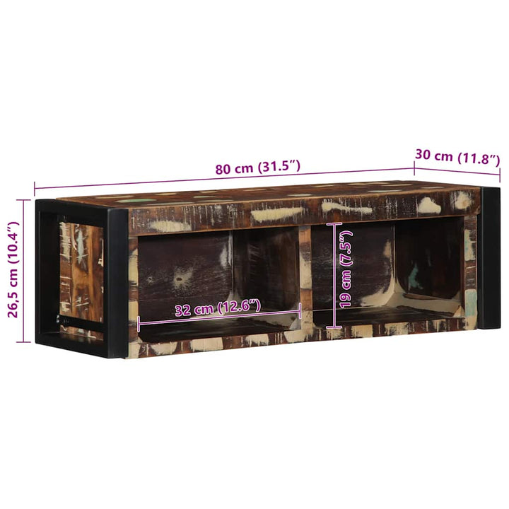 tv-bord 80x30x25 cm massivt genbrugstræ flerfarvet
