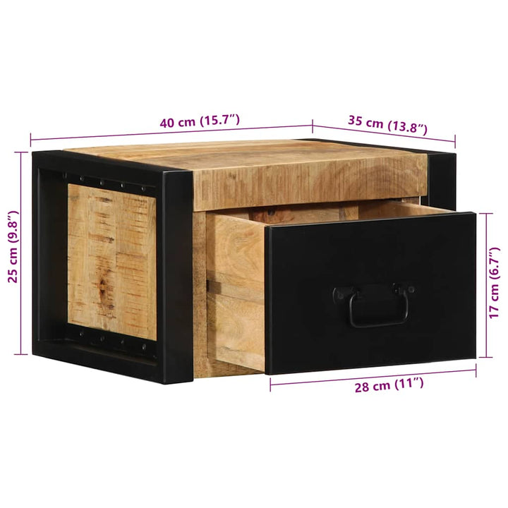 sengeskabe 2 stk 40x35x25 cm massivt ru mangotræ