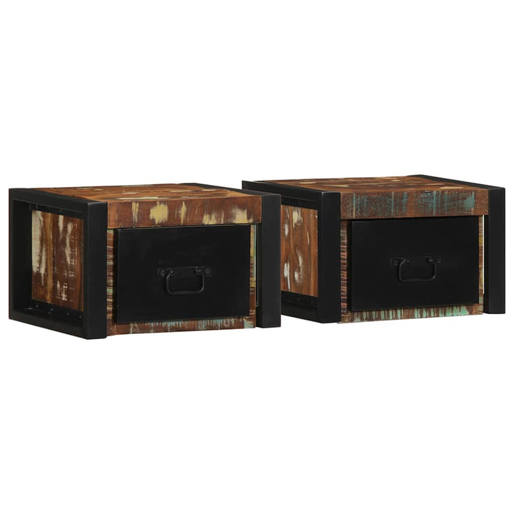 sengeskabe 2 stk 40x35x25 cm massivt genbrugstræ flerfarvet