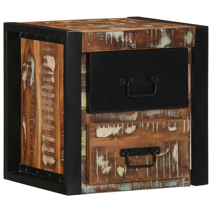 sengeskabe 2 stk 40x35x40 cm massivt genbrugstræ flerfarvet