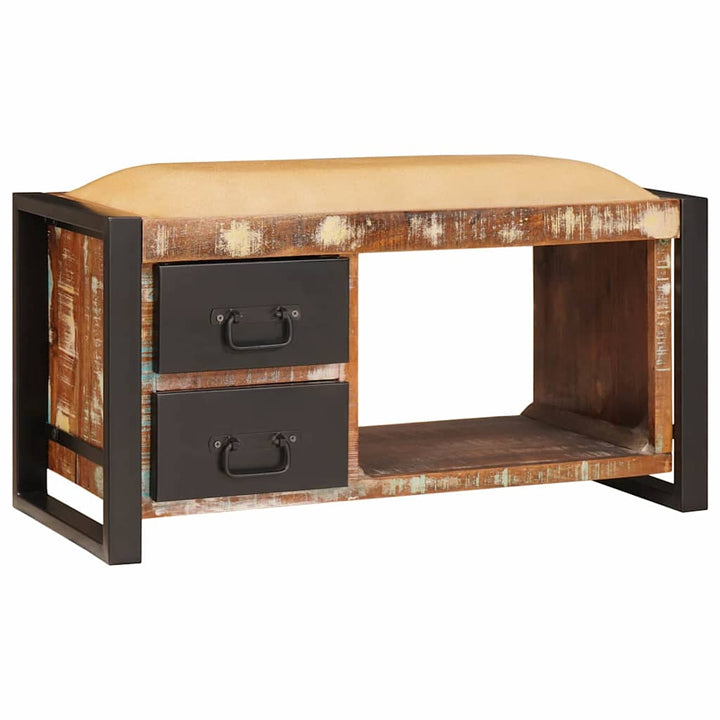 Opbevaringsbænk Flerfarvet 80 x 35 x 40 cm Massivt genbrugstræ