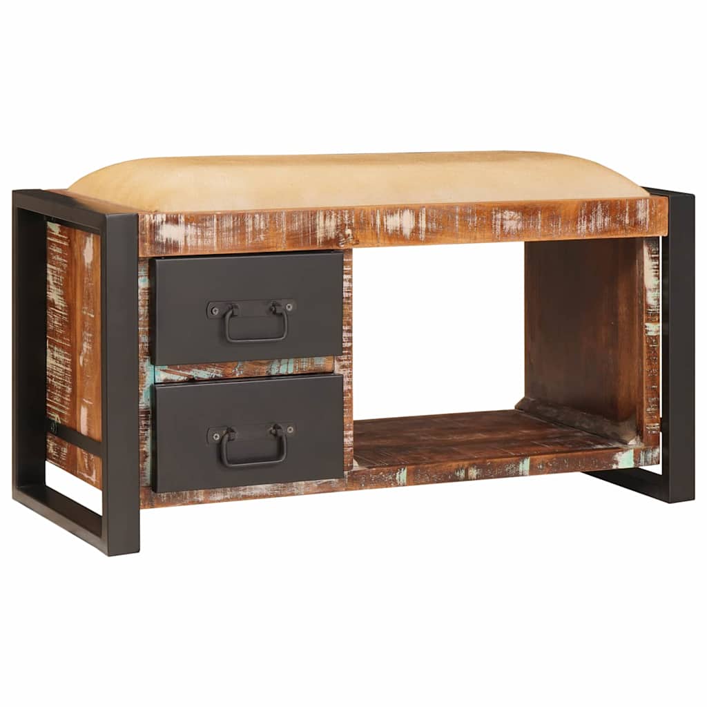 Opbevaringsbænk Flerfarvet 80 x 35 x 40 cm Massivt genbrugstræ