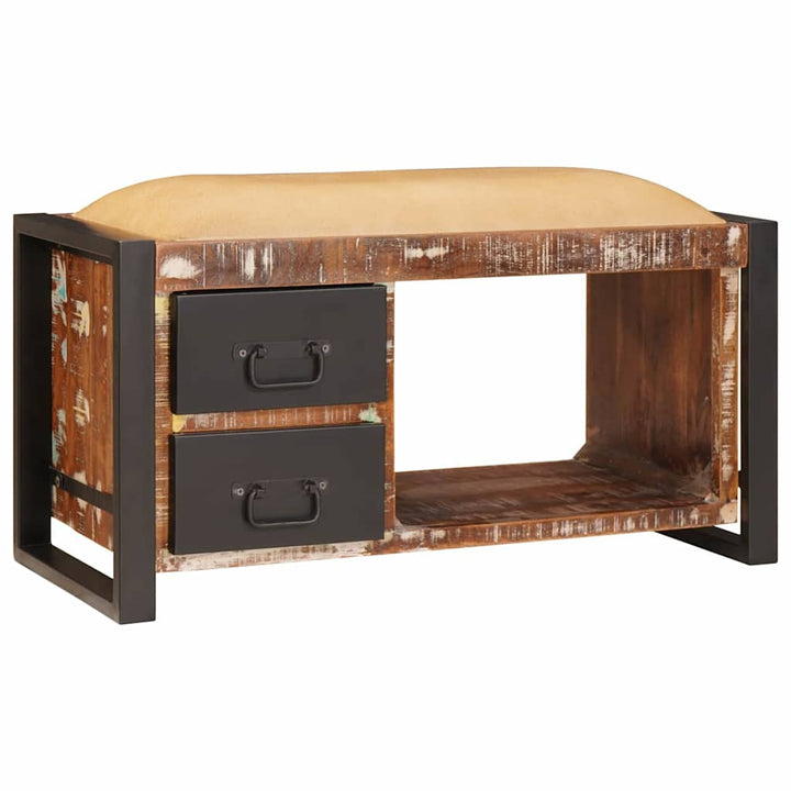 Opbevaringsbænk Flerfarvet 80 x 35 x 40 cm Massivt genbrugstræ