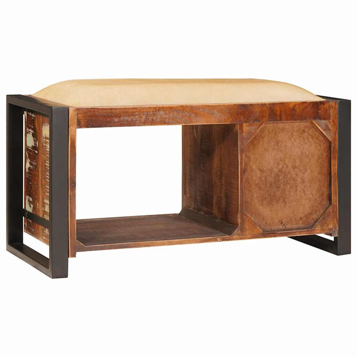 Opbevaringsbænk Flerfarvet 80 x 35 x 40 cm Massivt genbrugstræ