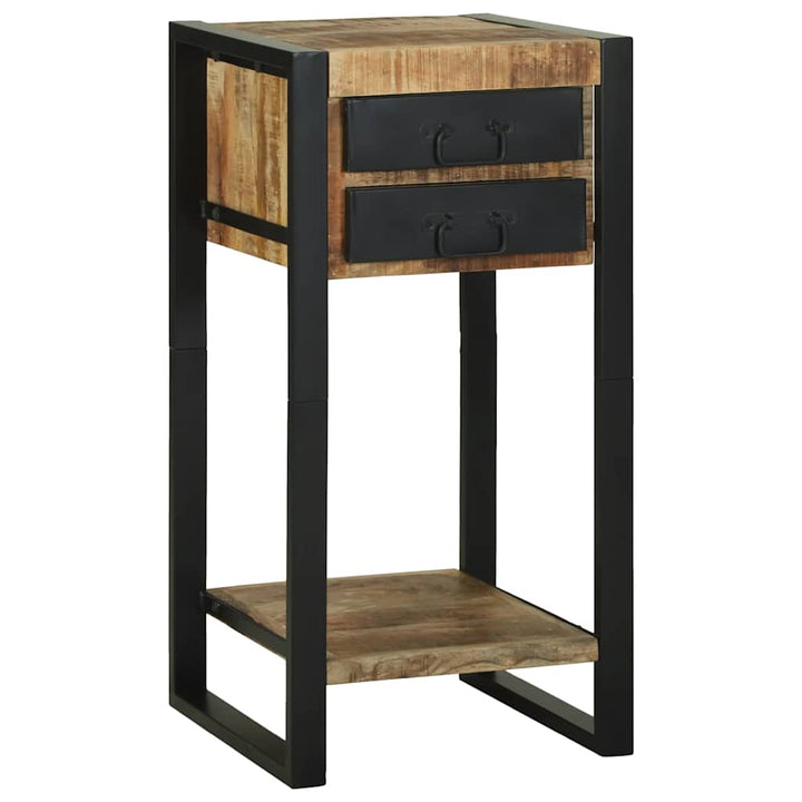 Endebord med skuffe Brun 40 x 40 x 80 cm Massivt ru mangotræ