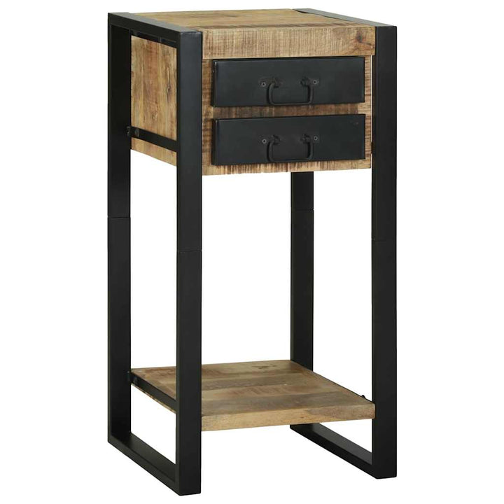 Endebord med skuffe Brun 40 x 40 x 80 cm Massivt ru mangotræ