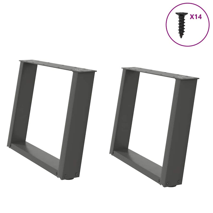 sofabordben U-formet 2 stk. 60x(42-43) cm stål antracitgrå