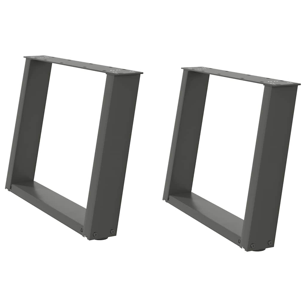 sofabordben U-formet 2 stk. 60x(42-43) cm stål antracitgrå