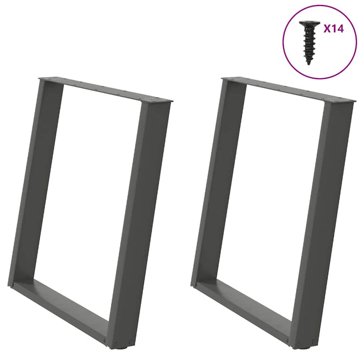 spisebordsben U-formet 2 stk. antracit 70 x (72-73) cm stål