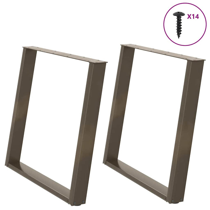 spisebordsben U-formet 2 stk. naturstål 90 x (72-73) cm stål