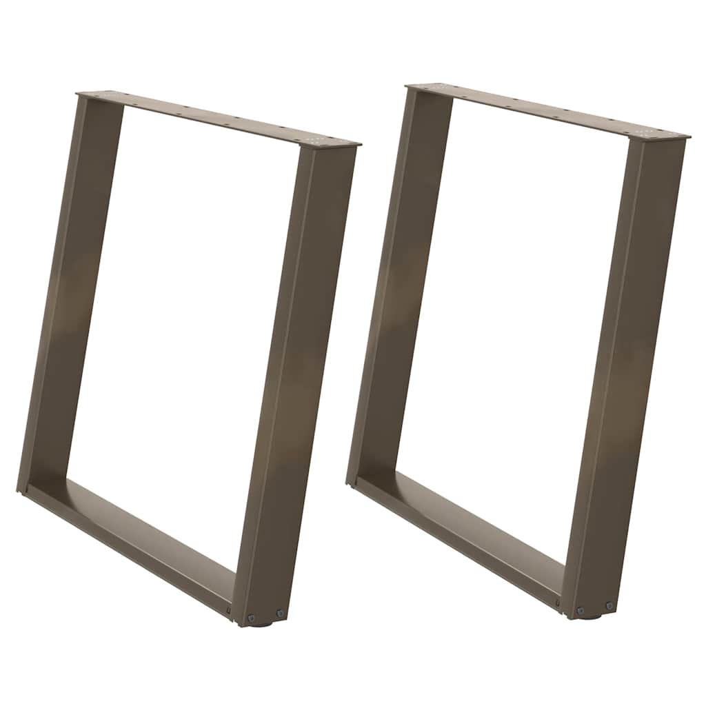 spisebordsben U-formet 2 stk. naturstål 90 x (72-73) cm stål