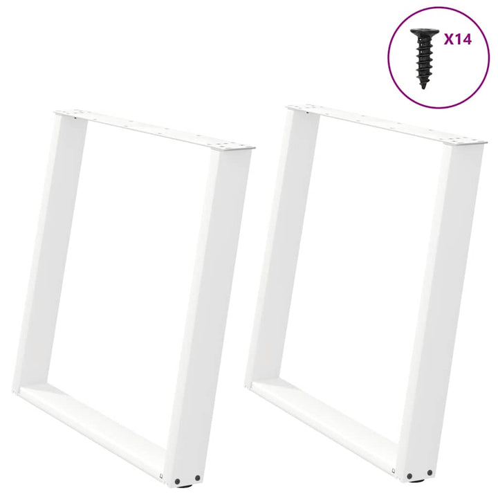 spisebordsben U-formet 2 stk. hvid 100x(72-73) cm stål