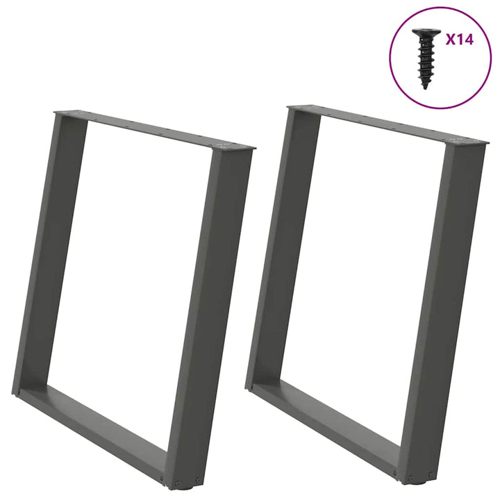 spisebordsben U-formet 2 stk. antracit 100x(72-73) cm stål