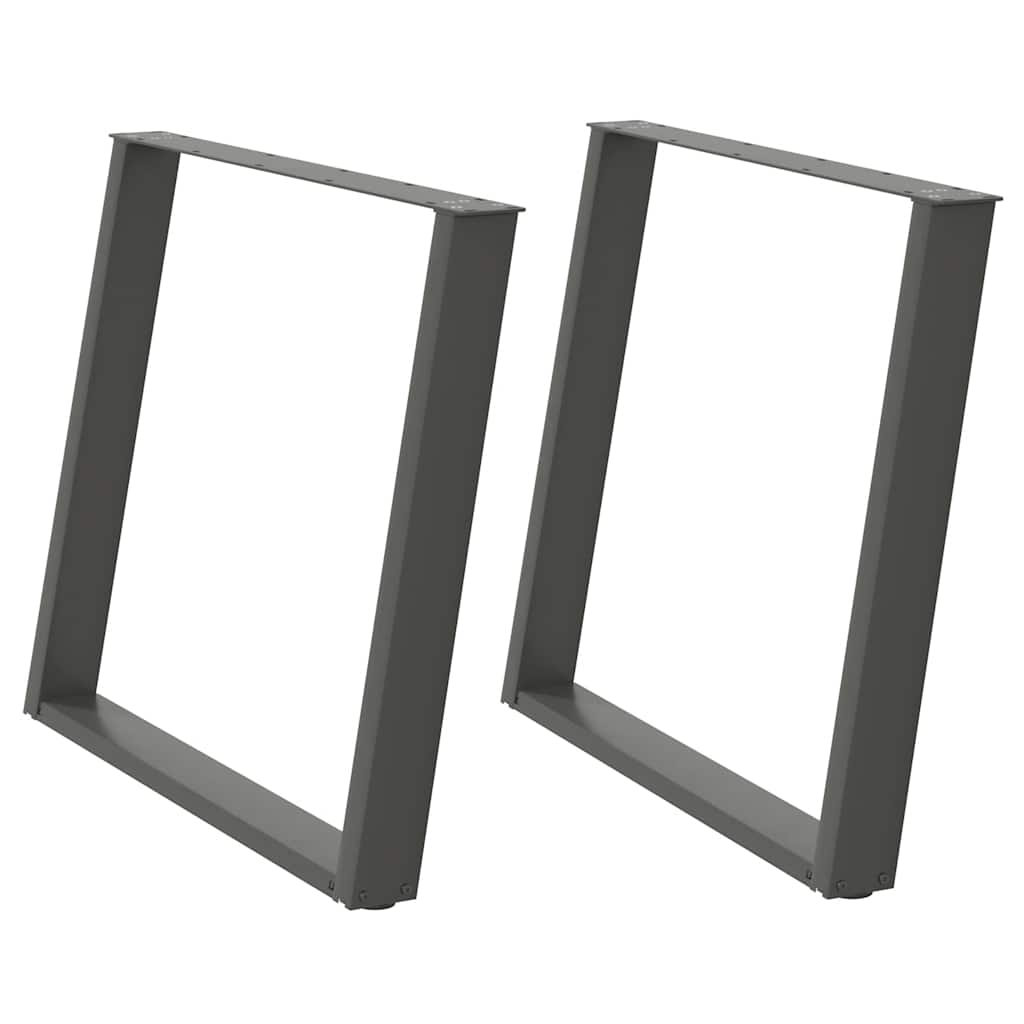 spisebordsben U-formet 2 stk. antracit 100x(72-73) cm stål