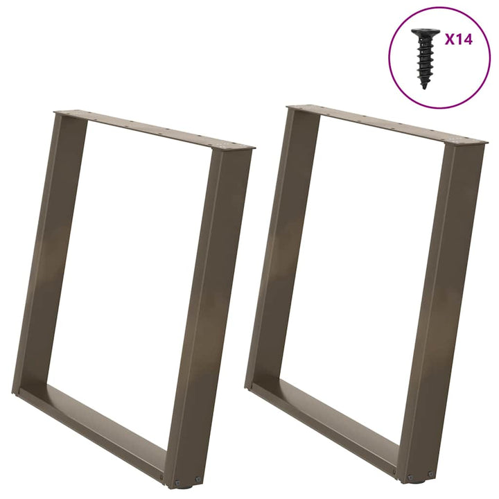 spisebordsben U-formet 2 stk. naturstål 100x(72-73) cm stål