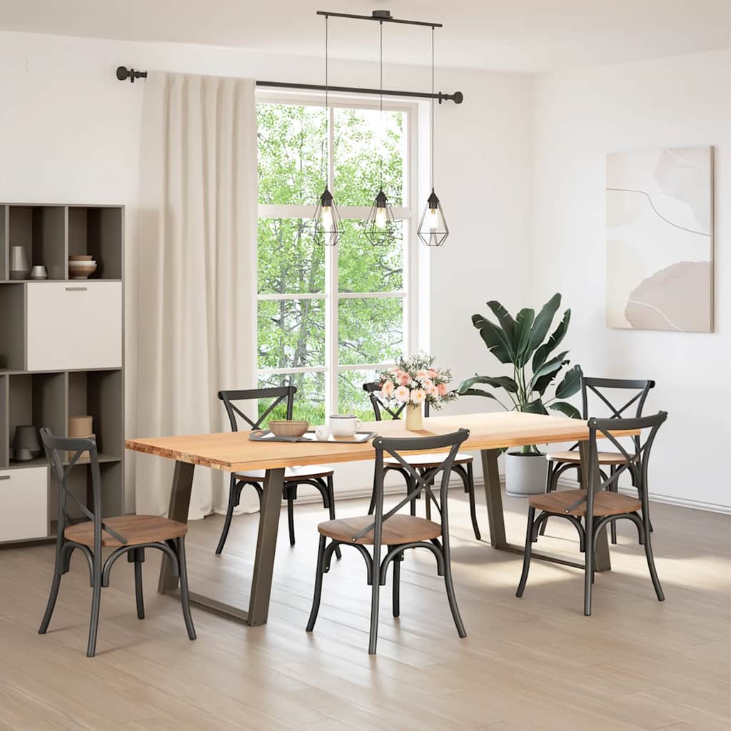 spisebordsben U-formet 2 stk. naturstål 100x(72-73) cm stål