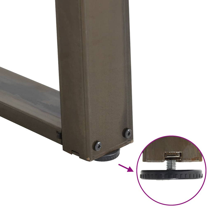 spisebordsben U-formet 2 stk. naturstål 100x(72-73) cm stål