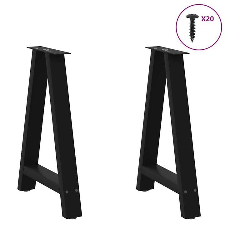 sofabordben A-formet 2 stk 50x(72-73) cm stål sort