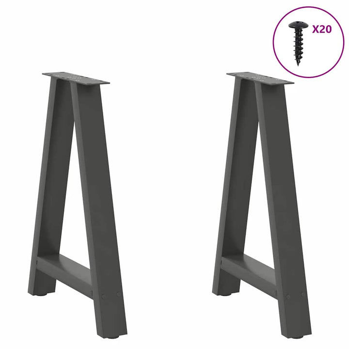 sofabordben A-formet 2 stk 50x(72-73) cm stål antracitgrå