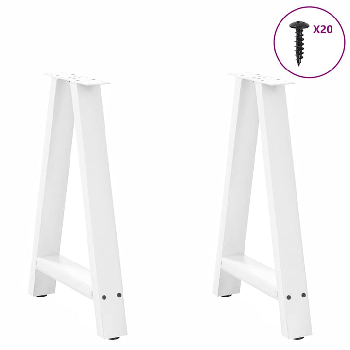 sofabordben A-formet 2 stk 60x(72-73) cm stål hvid