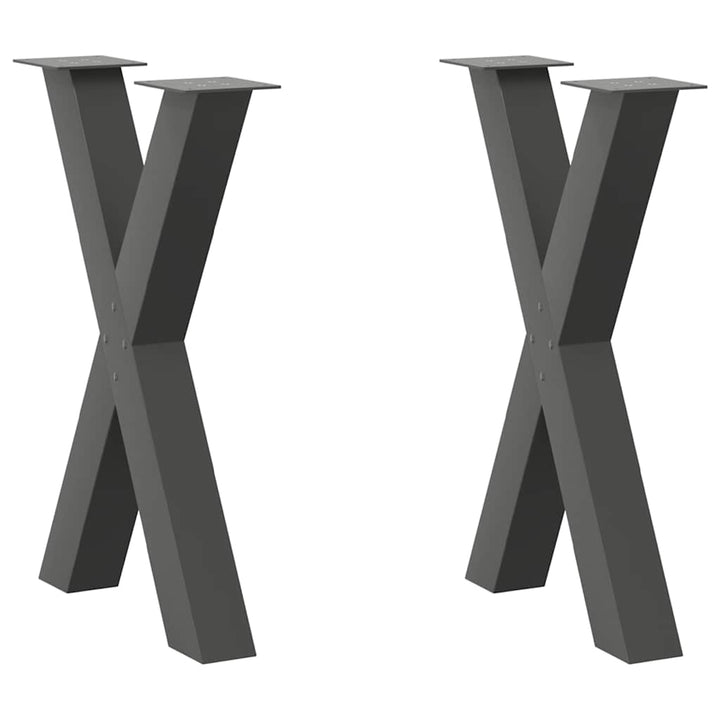 spisebordsben X-formet 2 stk. antracit 50x(72-73) cm stål