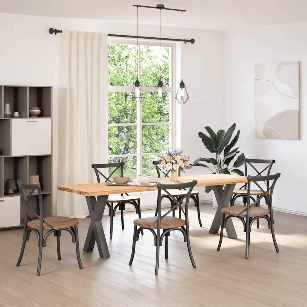 spisebordsben X-formet 2 stk. antracit 50x(72-73) cm stål