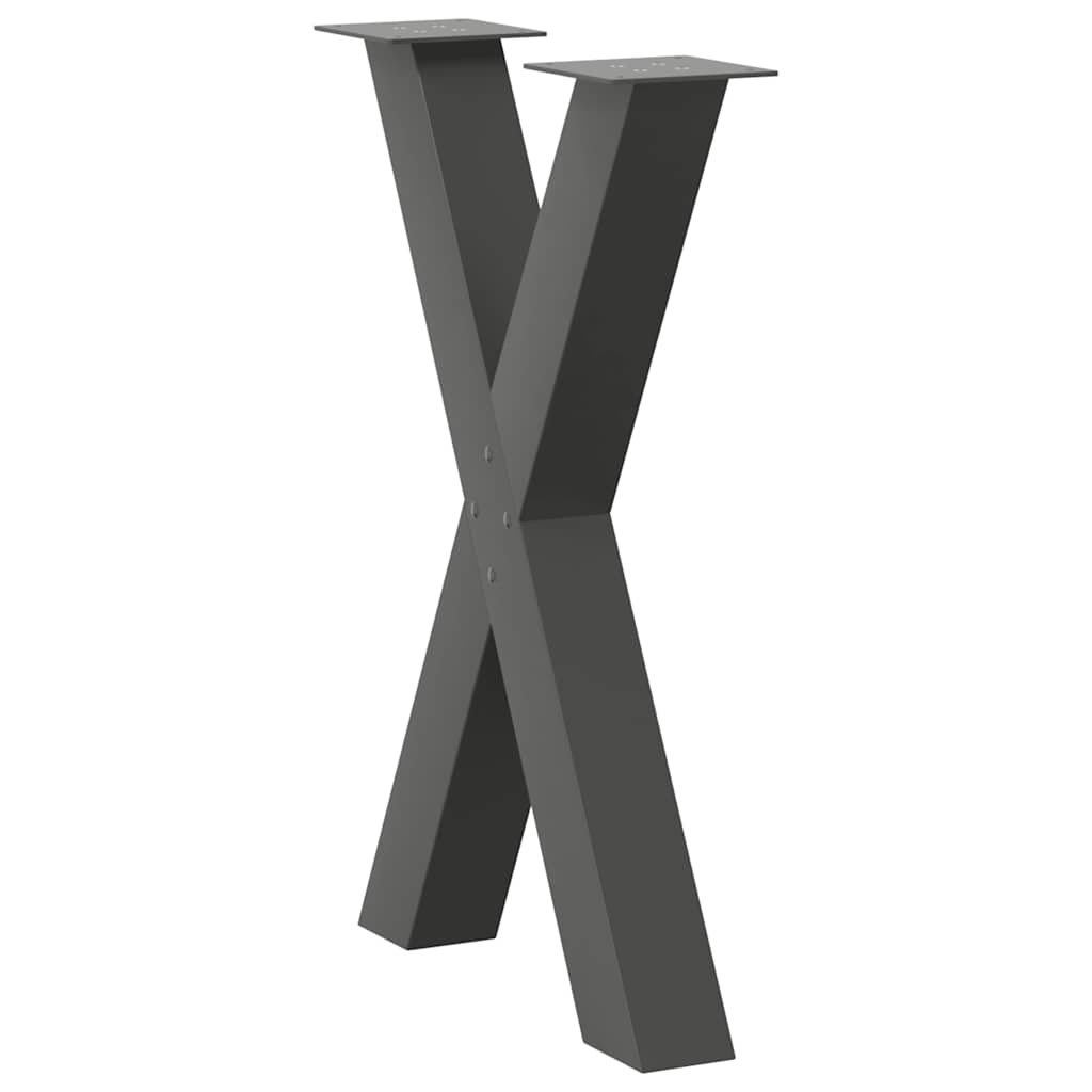 spisebordsben X-formet 2 stk. antracit 50x(72-73) cm stål