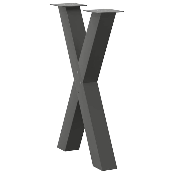 spisebordsben X-formet 2 stk. antracit 50x(72-73) cm stål