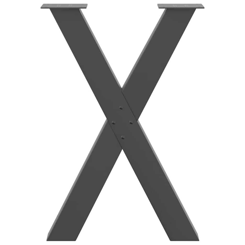 spisebordsben X-formet 2 stk. antracit 50x(72-73) cm stål