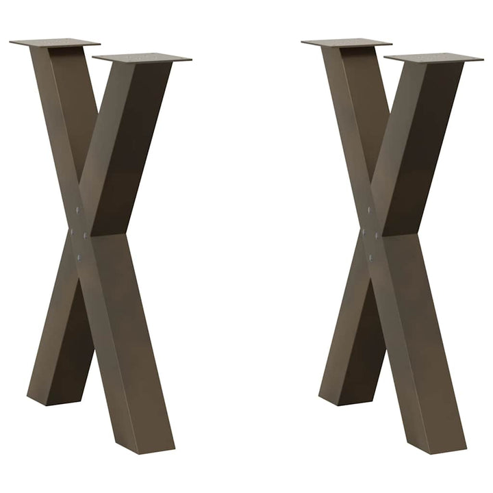 spisebordsben X-formet 2 stk. naturstål 50x(72-73) cm stål
