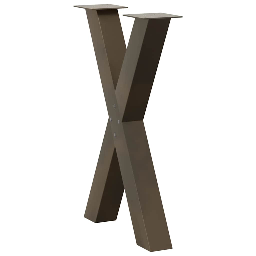 spisebordsben X-formet 2 stk. naturstål 50x(72-73) cm stål