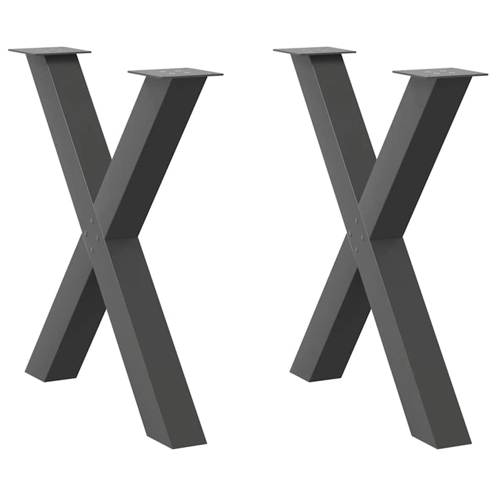 spisebordsben X-formet 2 stk. antracit 70 x (72-73) cm stål