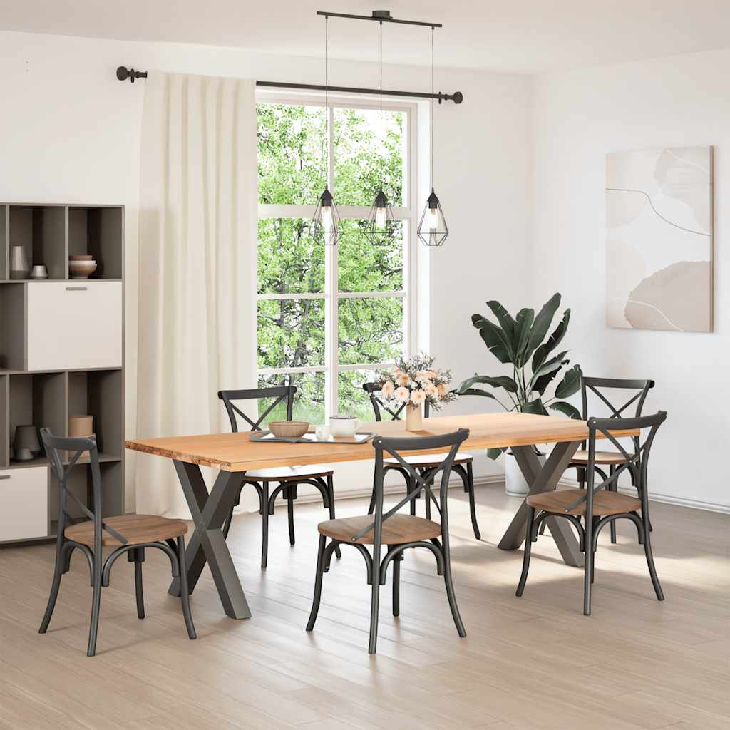spisebordsben X-formet 2 stk. antracit 70 x (72-73) cm stål