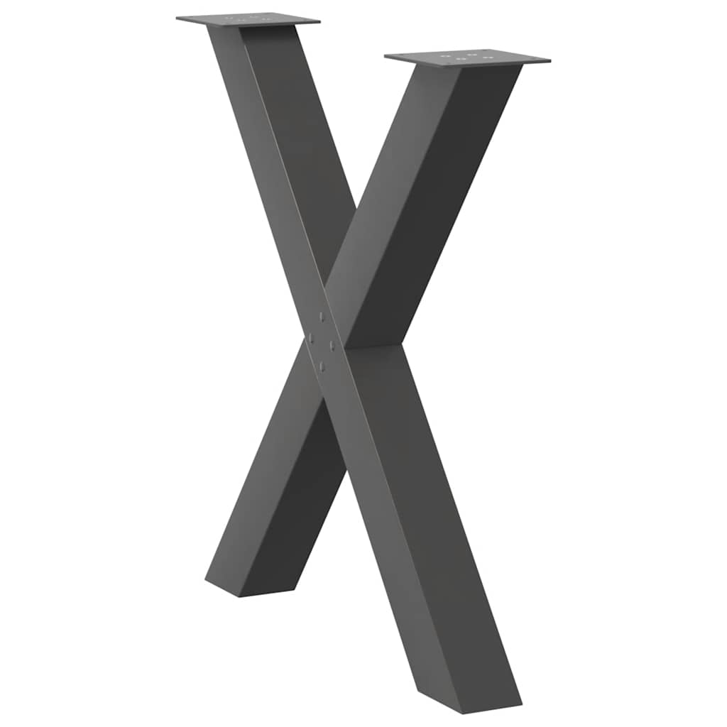 spisebordsben X-formet 2 stk. antracit 70 x (72-73) cm stål