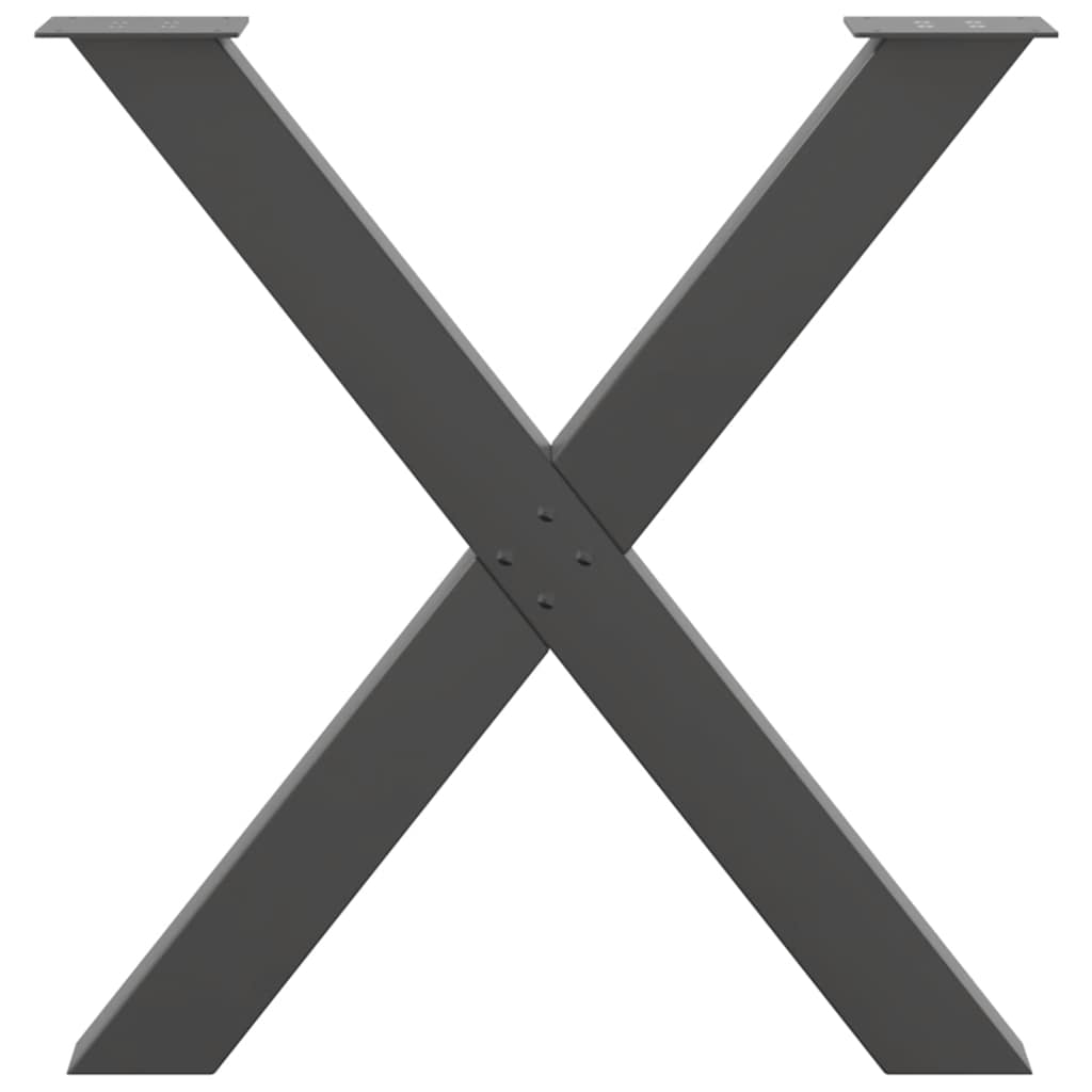 spisebordsben X-formet 2 stk. antracit 70 x (72-73) cm stål
