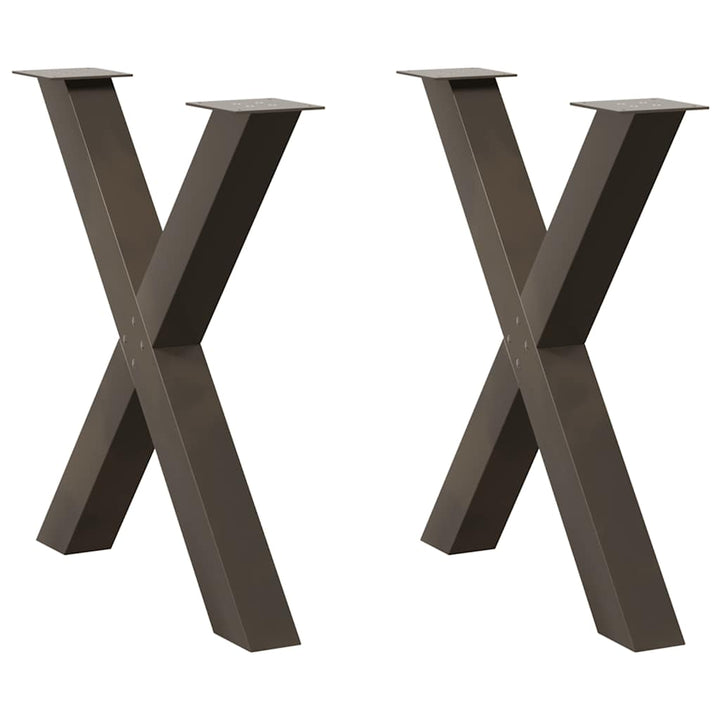 spisebordsben X-formet 2 stk. naturstål 70 x (72-73) cm stål